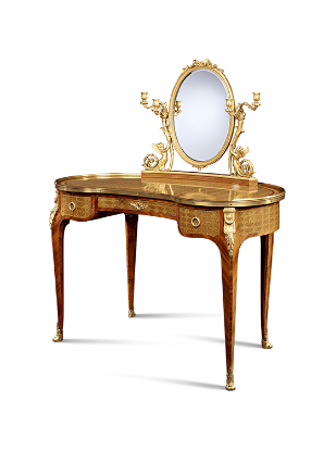 Picture of Golden brown unique look wooden vanity