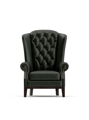 Picture of Black Genuine Leather Queen Anne Armchair