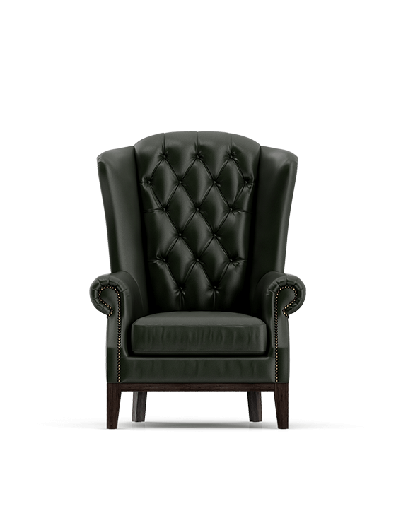 Picture of Black Genuine Leather Queen Anne Armchair