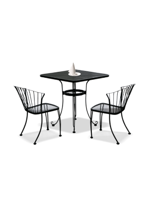 Picture of Steel black round dining table for 2 person