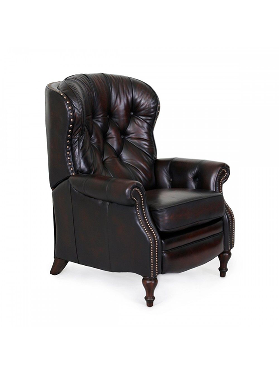 Picture of Black Genuine Leather Queen Anne Armchair